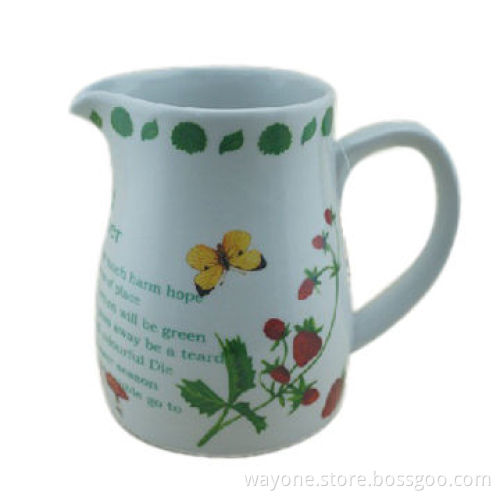 Porcelain Water Jar, 0.5 and 1L Capacity, with Cabbage, Pea, Strawberry, Ladybug, Butterfly Designs
